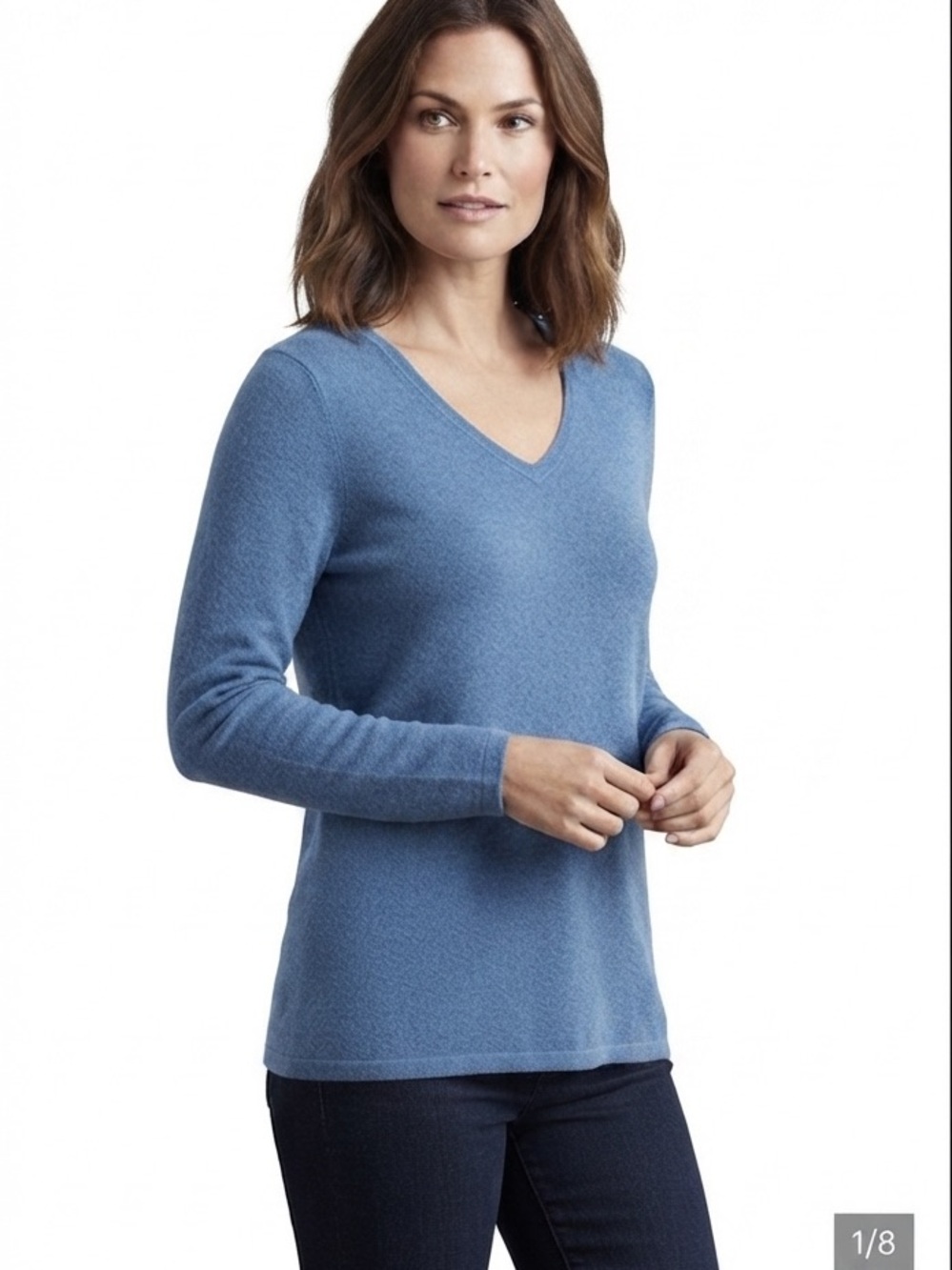 J. Jill V-Neck Sweater in Soft Periwinkle Blue -Women’s- Cotton Blend